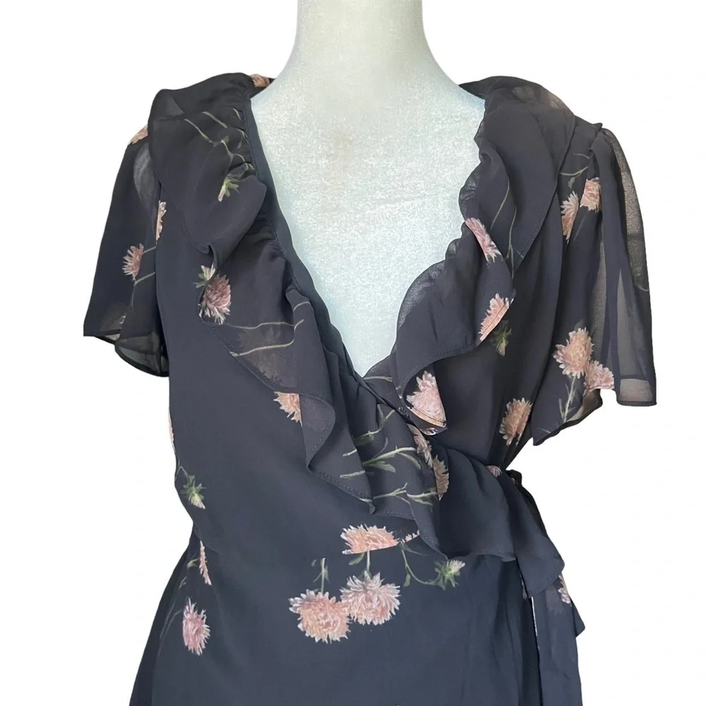 MADEWELL Georgette Ruffle-Wrap Mini Dress in Aster Portrait - Picture 6 of 10